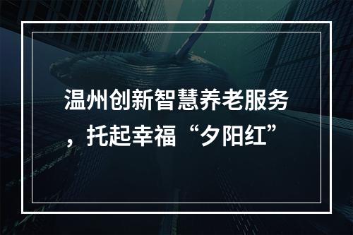温州创新智慧养老服务，托起幸福“夕阳红”